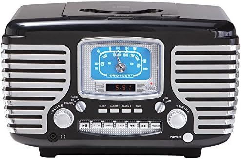 Crosley Corsair Retro Style AM/FM Clock Radio Dual Alarm CD Player - Black