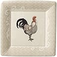 Ideal Home Range 8 Count Square Paper Plates, 10-Inch, Mr. Rooster Cream