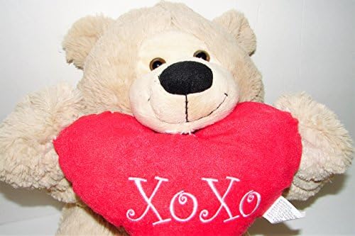 Jumbo BEIGE TEDDY BEAR Red Velvet Heart XOXO 2 Feet Long Hugs Kisses