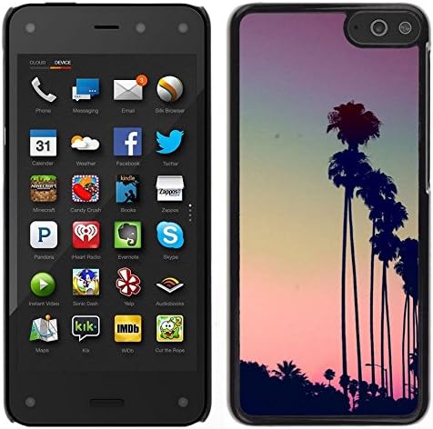 GIFT CHOICE / Slim Hard Protective Case SmartPhone Shell Cell Phone Cover for Amazon Fire Phone // Los Angeles LA purple sunset palm trees //