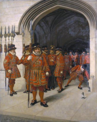 The Yeomen of the Guard Searching the Crypt of the Houses of Parliament by Sir Arthur Temple Felix Clay Wall Decal - 24 Inches H x 19 Inches W - Peel and Stick Removable Graphic