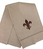 Oatmeal Brown Fleur de Lis Fingertip or guest towel 14 by 22 inches