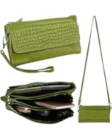 YALUXE Women's Large Capacity Leather Smartphone Wristlet Clutch with Shoulder Strap