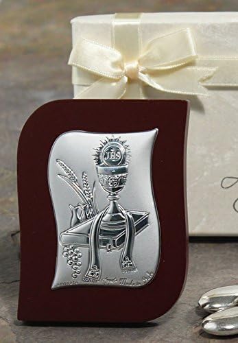 Italian Silver First Communion Argento Chalice Icon on Cherry Wood from FavorOnline