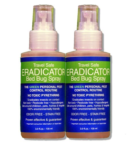 Travel Safe Bed Bug ERADICATOR Spray 2-Pack, Non-Toxic, Ready to Use Travel Size Bed Bug and Insect Spray - 3oz