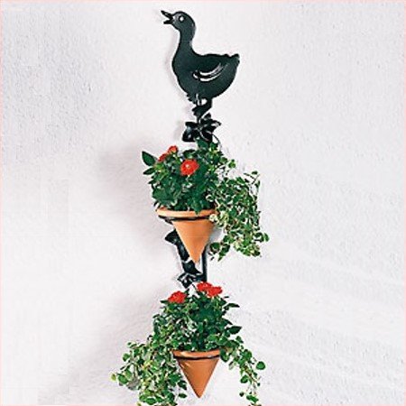 LANDHAUSSTIL-WANDTOPFHALTER EISEN & TERRACOTTA