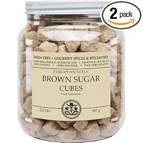 India Tree Brown European-Style Sugar Cubes, 2.2-Pound Jars (Pack of 2)