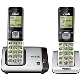 VTech CS6719-2 DECT 6.0 Phone with Caller ID/Call Waiting, Silver/Black with 2 Cordless Handsets