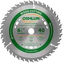 Oshlun SBW-065040 6-1/2-Inch by 40 Tooth ATB Finishing and Framing Saw Blade with 5/8-Inch KO Arbor