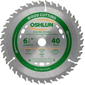 Oshlun SBW-065040 6-1 2-Inch by 40 Tooth ATB Finishing and Framing Saw Blade with 5 8-Inch... by Oshlun