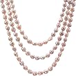 HinsonGayle Extreme Baroque Collection Ultra-Luster Naturally Pink Free-Form Baroque Cultured Pearl Rope Necklace (65 Inches)
