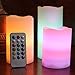 Candle Choice Vanilla Scented Real Wax Color Changing LED Flameless Candles with Remote & Timer, Set of 3
