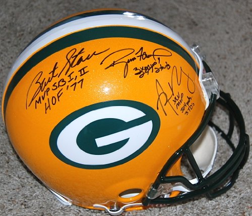 Green Bay Packers Star Quarterbacks Autographed Football Helmet