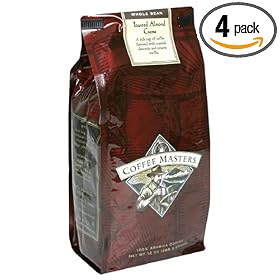 Coffee Masters Flavored Coffee, Toasted Almond Creme Whole Bean, 12-Ounce Bags (Pack of 4)