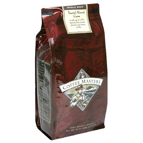 Coffee Masters Flavored Coffee, Toasted Almond Creme Whole Bean, 12-Ounce Valve Bag, (Pack... by Coffee Masters