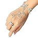 Charminer Rhinestone Leaf Hand Harness Bracelet Slave Link Finger Ring Silver Chain Charm