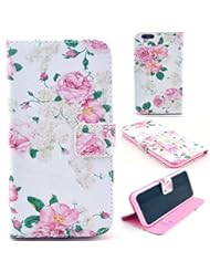 Wireless: Fancy Pink Beautiful Flower Pattern Slim Flip Wallet Stand Pouch PU Leather Case With Credit Card Money holder Slot Wallet Case Cover for iPhone 5C + Screen Protector+Stylus Pen (Pink Flower) - Fancy