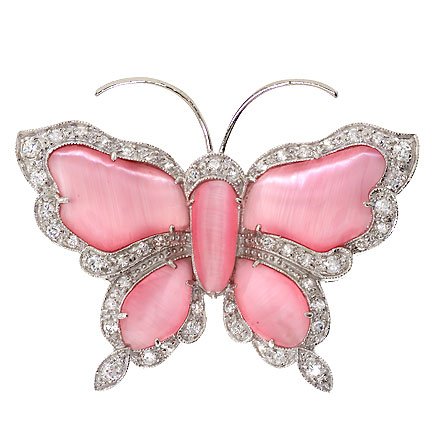 Childrens Toyshop  Jewelry : Butterfly Pink Mother-Of-Pearl C.Z. Diamond Pin/Pendant