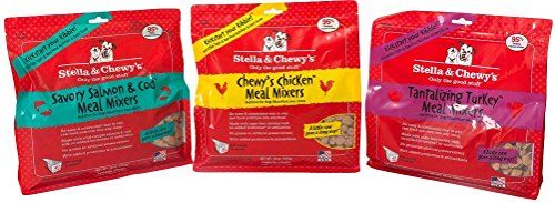 Stella & Chewy's Meal Mixers Variety Pack of 3 - Chicken, Turkey, and Salmon (3.5oz Each)