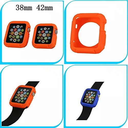 Apple Watch Case,YoSuKii Rugged Shock Resist Protection Armor Soft Silicone Rubber Case for Apple Watch 42mm - Oranger