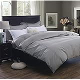 Colourful Snail 400-Thread-Count 100-Percent Cotton Duvet Cover Set, Includes Duvet Cover and 2 Matching Pillow Shams, King, Grey