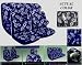 Blue Hawaiian Hibiscus Auto Accessories Interior Combo - Front Low Back Bucket & Rear Bench Seat Covers, Steering Wheel Cover & Shoulder Pads