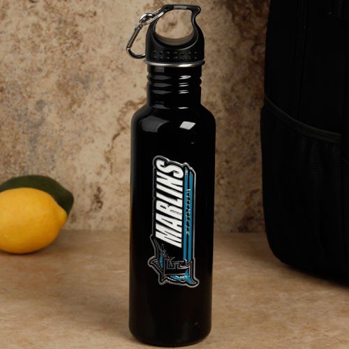 Florida Marlins Black 750ml Stainless Steel Water Bottle