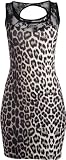 Ladies Leopard Black Stretch Lace Print Dress Womens Sleeveless Open Back