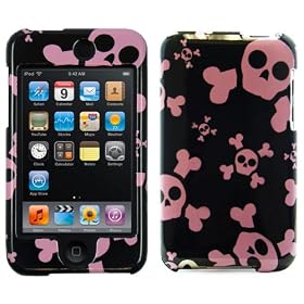 Many Design Pattern Back cover for New Ipod Touch 2ND AND 3RD Generation Suitable for 8G 32G 64G (Black Pink Skull)