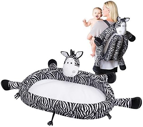 Baby Travel Bed - Portable Toddler Lounge Folds Into Backpack For Sleep, Travel, And Play - Zebra by LulyZoo