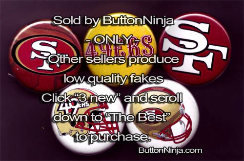 Set of 5 San Fransisco 49ers Pins 1.25