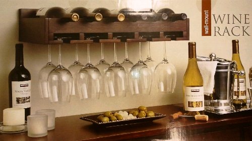 See Wall-Mount Wine Rack Holds 6 Wine Bottles
