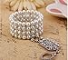 The Great Gatsby Inspired Bridal Flower Pattern Simulated Pearl Bracelet Ring Set Ring Size US 8-9