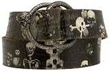 Leather Island Skull Belt with O-Ring Buckle