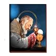Wood Plaque - Padre Pio - Mounted on 1/4" Wood And Beveled Frame - 13"x16" - MADE IN ITALY