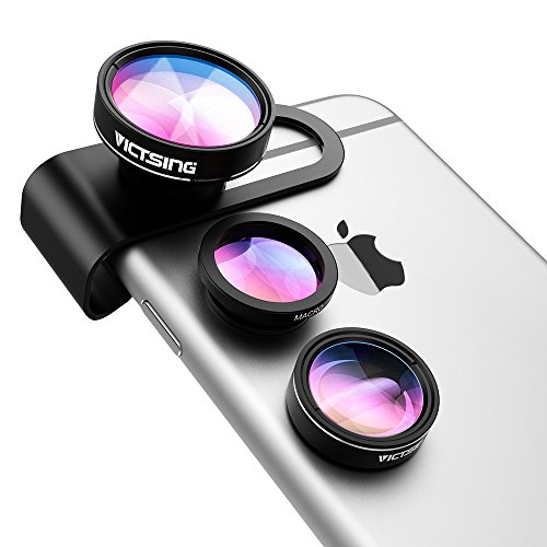 VicTsing Clip-On 180 Degree Premium Fisheye(No Dark Corner) + 0.65X Wide Angle(Better Than 0.67X)+ 10X Macro Lens For iPhone 6 6 Plus, iPhone 5 5S 4 4S