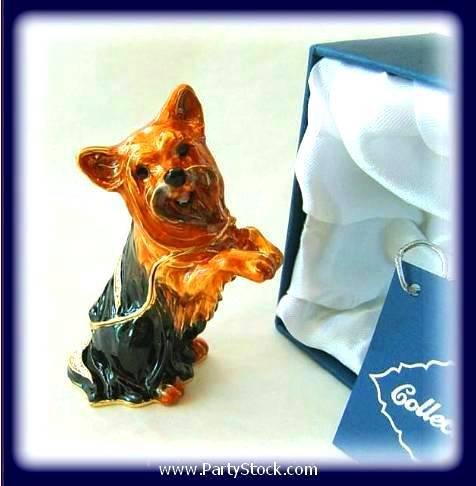 24K Gold & Swarovski Crystals Yorkie Dog Yorkshire Terrier Pill Box Puppy Trinket Jewelry FREE SHIP! Certificate of Authenticity