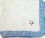 Hand Machine Knitted Finished with Hand Crochet Blue Chenille Infant Boys Forty Five Inch Long Thirty Two Wide Blanket Hand Crochet Trimmed with Denim Chenille with Star American Flag