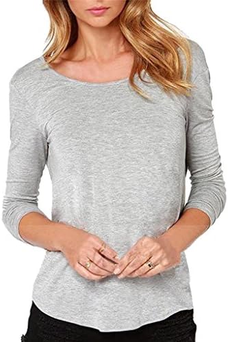 Women's Loose Long Sleeve Backless Top Blouse Medium Gray