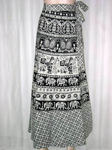 Wrap Skirt- Womens Bohemian Black and White Animal Print Womens Wrap Skirts 36″ Long Free Shipping