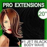 Pro Extensions Body Wave 20" x 39" #1 Jet Black 100% Clip on in Human Hair Extensions