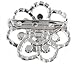 2 Pieces of Silvertone with Clear Iced Out Symmetrical Flower Style Brooch & Pin Pendant