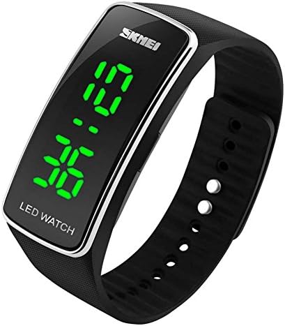 AMP MART LED Digital Sports Watch Fashion Casual Dress Waterproof Outdoor Watch Dual Time Wristwatch Women Digital Watch Men Sports Watches Lady Fashion LED Display Ladies Wristwatch (Black)