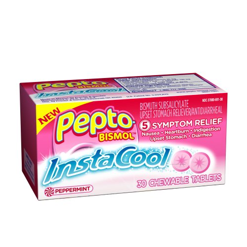 Pepto-Bismol with InstaCool Peppermint Chewable Tablets, 30-count Bottles (Pack of 4)
