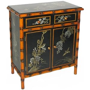 Bamboo Floral Painted Cabinet