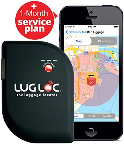 LugLoc Luggage Locator with 1-Month Service Plan! Also includes initial FREE 30-days of Unlimited Tracking, for a total of 2-Months of tracking!