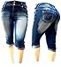 LA CHULA WOMENS PLUS SIZE BLUE CAPRI Acid Wash denim jeans Stretch HIGH WAIST