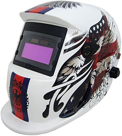 JEXONA Solar Power Auto Darkening Welding Helment 5016 Color White and Flag