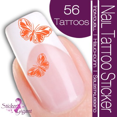 Nail Tattoo Sticker Schmetterling - orange Preisvergleich