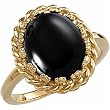 14Kt Yellow Gold Wavy Genuine Oval Cabochon Onyx Ring